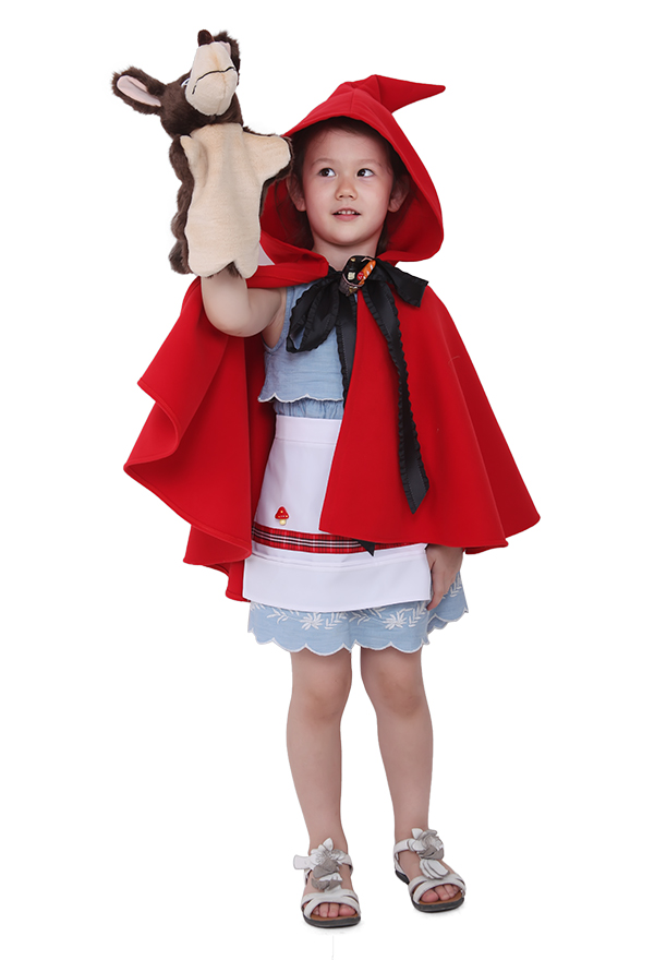 Little Red Riding Hood Girl Halloween Cosplay Costume Cloak Cape For Kids
