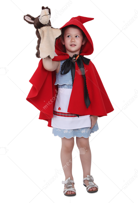 Little Red Riding Hood Girl Halloween Cosplay Costume Cloak Cape For Kids