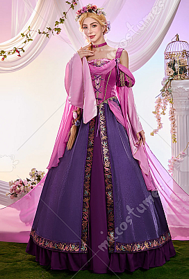 purple medieval princess dress Medieval Dress with Sleeves in Purple