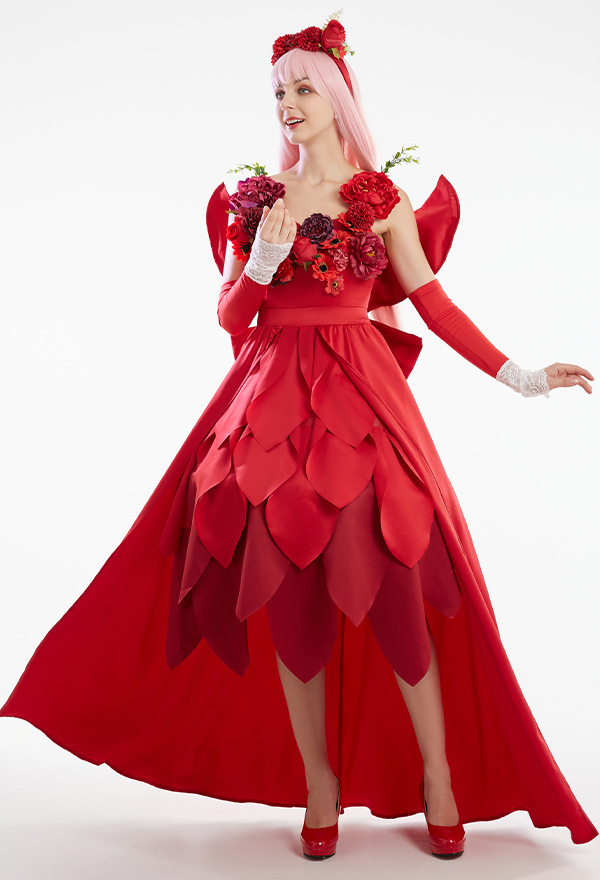 Belle Costume de Cosplay Robe Rouge avec Décor Nœud Papillon