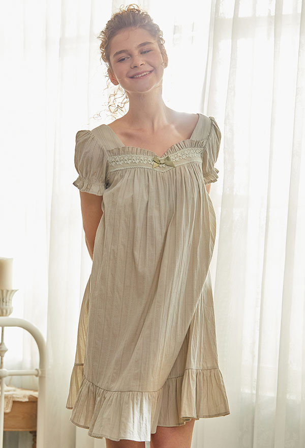 Singingqueen Womens' Cotton Nightgown Nightshirt Ladies Victorian Sleepwear  Dres