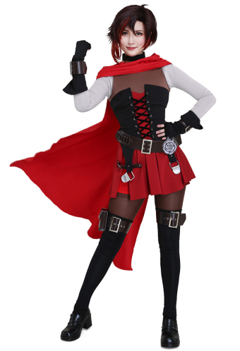 RWYB 7 Costume de Cosplay Ruby Rose avec Cape et Set de Ceinture