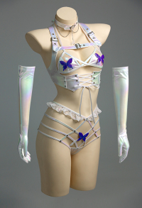 Sexy Lingerie Set with Butterfly Decorations Flirty Bra and Panties with Corset for Fun