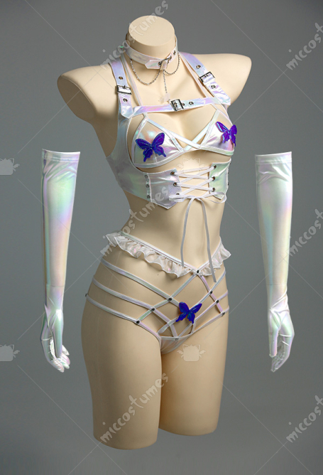 Sexy Lingerie Set with Butterfly Decorations Flirty Bra and Panties with Corset for Fun