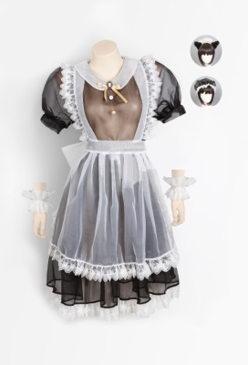 女性 透明 ショート レース フリル メイド服 コスプレ 衣装通販