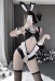 Sexy Bunny Costume Thong Open Crotch Style Ruffled Bra Bunny Bodysuit One-Piece Bunny Girl Lingerie