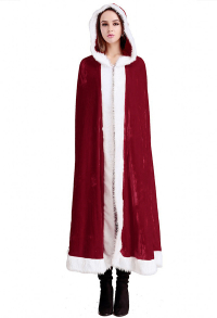 Cape à Capuche Noël Rouge en Velours