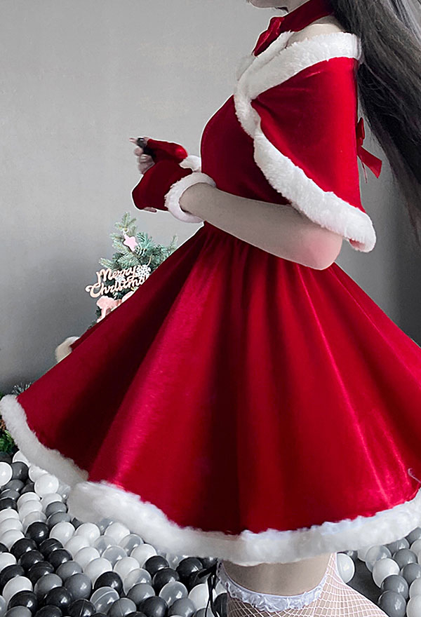 Damen Sexy Weihnachten Kleid | Haarschmuck Handschuhe Cosplay Kostüm