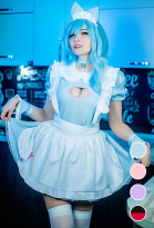 Halloween Cat Maid Outfit Sexy Lingerie Costume with Paw Embroidery Kawaii Kitty Dress for Fun Open Chest Style Multicolor