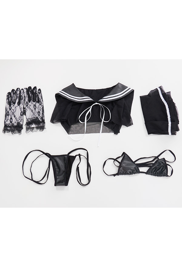 Sexy Lingerie Set Sailor Suit - Gothic Translucent Mesh Hollow