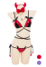 Halloween Sexy Lingerie Set for Women with Bow Choker and Devil Hairband Lace Up Bra and Thong for Fun