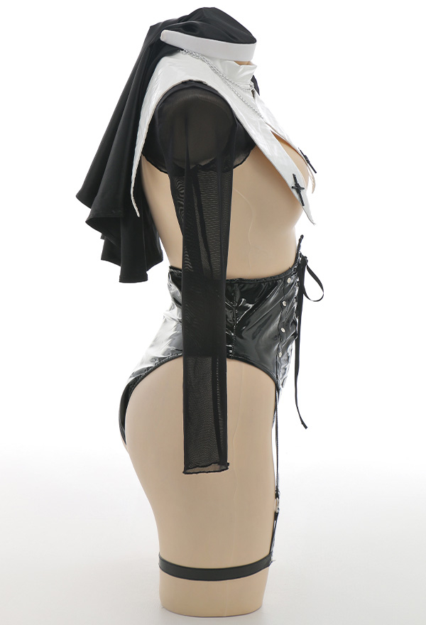 Mujer Traje Lencería Sexy Traje de Monja de Halloween Body