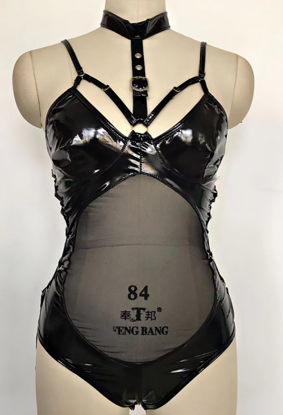 Sexy Lingerie Slim Bodysuit Gothic Style Waist Hollow One-piece Body Shaper with Gloves