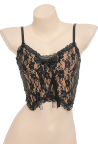 Lace Crop Top Sexy Deep V Tank Top Short Vest Zipper Slim Cami Crop Tops