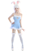 Bunny Girl Sexy Lingerie Set Homewear Blue Furry Heart Hollow Halter Bodysuit with Skirt and Striped Stockings
