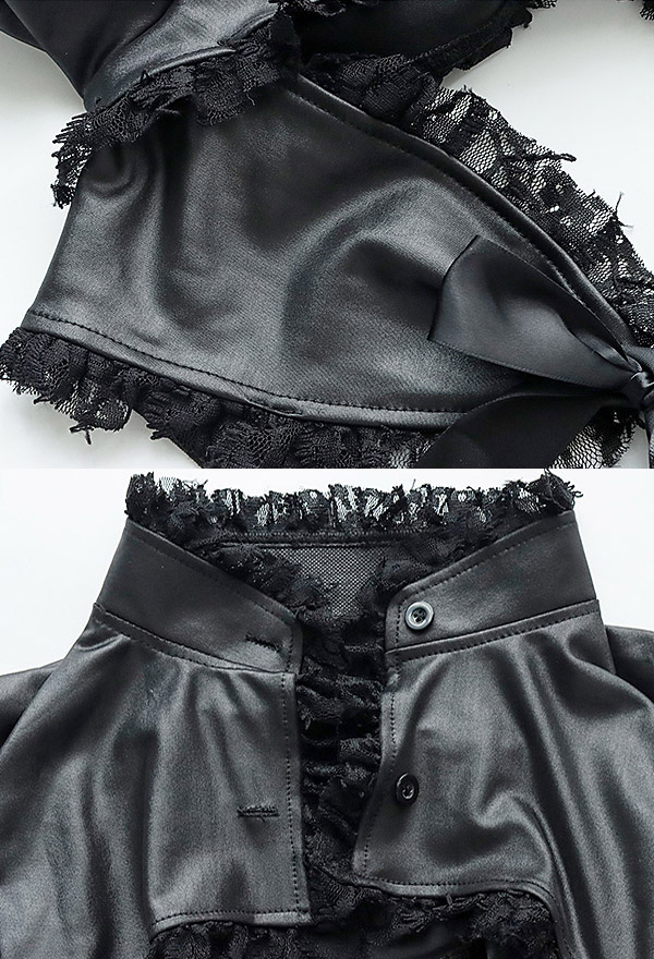 Sexy Lingerie - Ruffled Lace Bodysuit Puff Sleeves High Collar Hollow One Piece Bodysuit | Top Quality Lingerie for Sale Sexy Lingerie - Ruffled Lace Bodysuit Puff Sleeves High Collar Hollow One Piece Bodysuit | Top Quality Lingerie for Sale