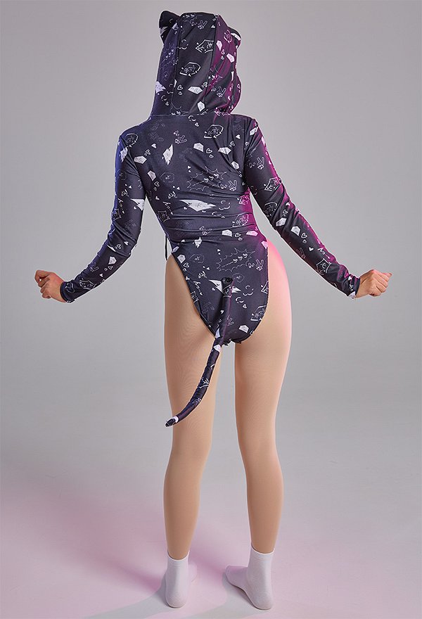 Body à Manches Longues Femme Motif Serpent Et Fleurs - Col Roulé - 90% Polyester, 10% élasthanne - Taille Ajustée - 7