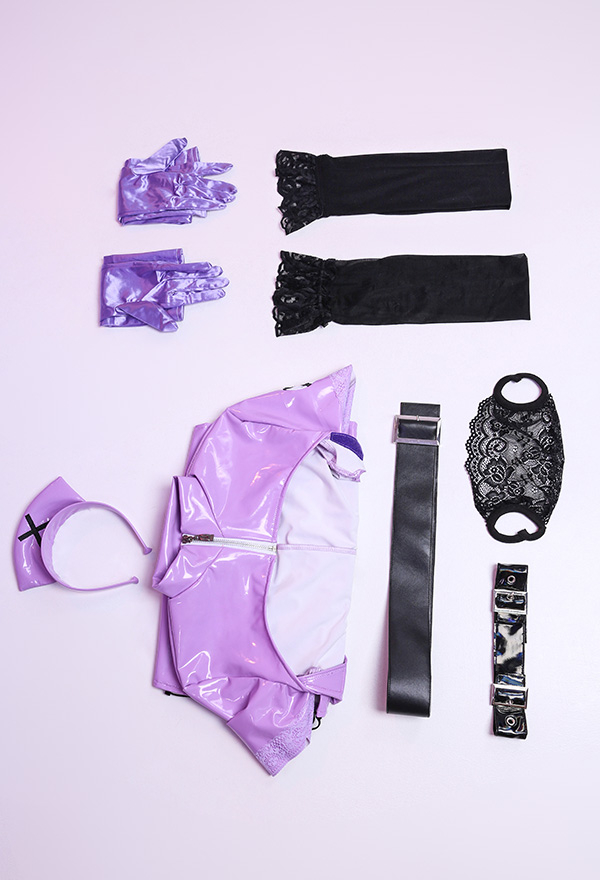 Halloween Purple Sexy Nurse Costume - Open Chest Lace Up Nurse Lingerie |  Top Quality Outfit for Sale