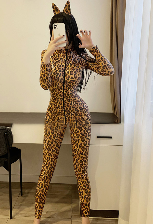 Vintage Women Bodysuit Size XS Leopard Brown Black Cotton Tight Stretch  Snap Crotch Body Suit Long Sleeve Animal Print One Piece Basic Suit -   Canada