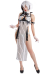 Halloween Sexy Lingerie Set Arlecchino Derivative Halter Chest Open High Slit Dress with Thong Set with Body Belts Gloves