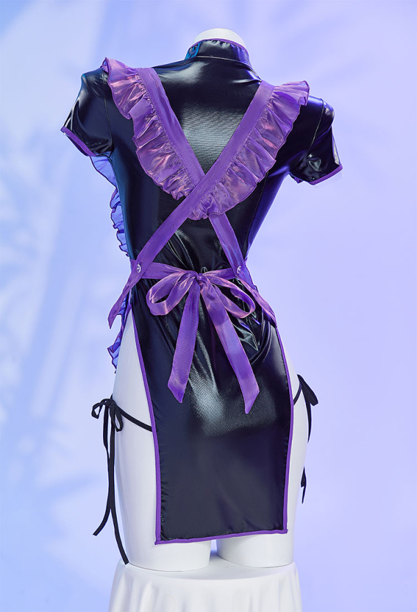 Maid Style Sexy Lingerie Set - Halloween Purple Chest Open Cheongsam Dress  Set | Top Quality Lingerie for Sale