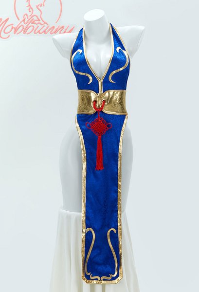 Halloween Cheongsam Sexy Lingerie Set Chun Li Derivative Deep V High Slit Dress with Belt Hand Rings
