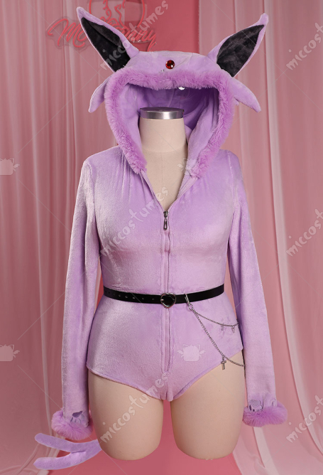 Plus Size PM Derivative Fluffy Bodycon Romper Furry Hooded Bodysuit Sleepwear with Tail and Socks
