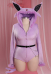 Plus Size PM Derivative Fluffy Bodycon Romper Furry Hooded Bodysuit Sleepwear with Tail and Socks