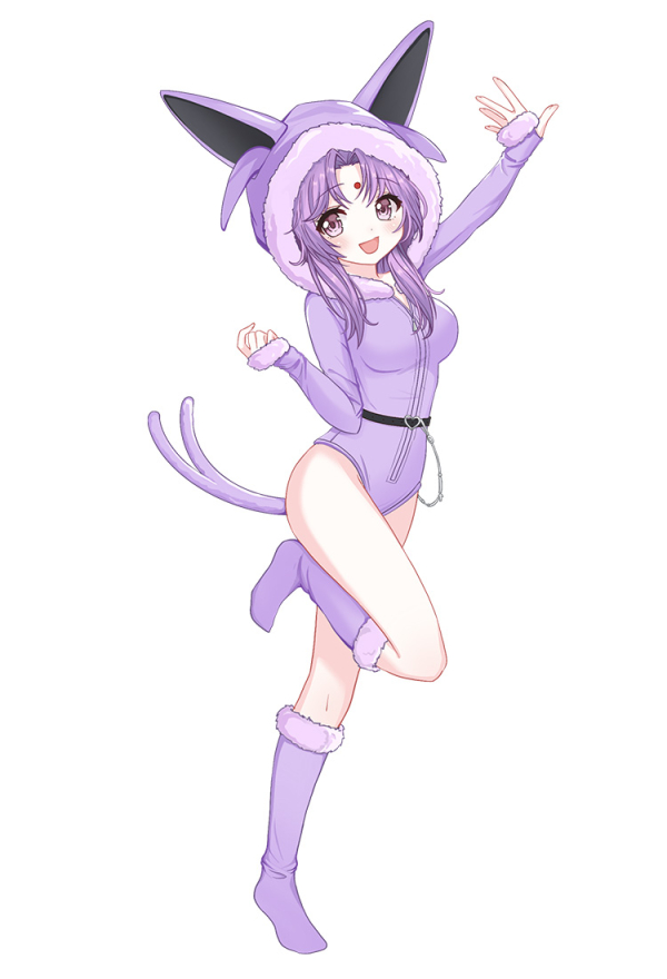 PM Derivative Bodycon Romper Pajama - Halloween Purple Furry