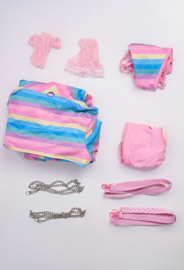Yes Daddy Sexy Lingerie Set - Rainbow Bunny Ear Long Sleeve Top and Vest  Panty Set | Top Quality Lingerie for Sale