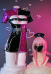 Halloween Sexy Lingerie Nurse Uniform Style Purple Black Dress and Gloves with Thigh Socks and Mask