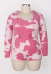Plus Size Pink Milk Cow Pattern Fluffy Bodycon Romper Sexy Lingerie Furry Hooded Bodysuit Homewear