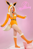 PM Derivative Sexy Lingerie Bodysuit Halloween Plush Hooded Romper and Socks with Belt and Tail S-4XL
