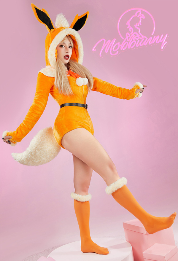 Plus Size Halloween Plush Hooded Romper and Socks - PM Derivative Sexy  Lingerie Bodysuit