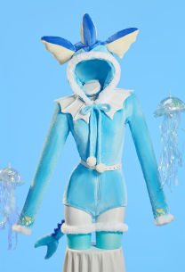 PM Dérivé Duveteux Justaucorps Barboteuse Sexy Lingerie Bleu Sweat À Capuche Justaucorps avec Queue Ceinture et Bas S-4XL