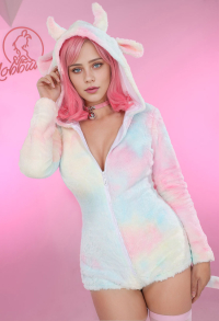 Pyjama Tie-Dye Coloré Lingerie en Peluche à Manches Longues Vêtements de Nuit avec Chaussettes et Queue
