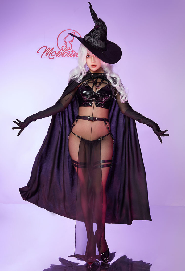 Bra and Panty with Cape and Witch Hat Gothic Witch Style Sexy