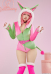 Plush Homewear Sexy Bodysuit Hooded Romper and Belt with Choker and Thigh Socks