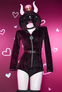 Hime Derivative Sexy Lingerie Bodysuit Plush Homewear Romper and Thigh Socks with Belt and Choker