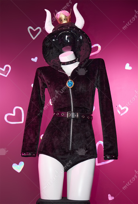 Halloween Hime Derivative Sexy Lingerie Bodysuit Plush Homewear Romper and Thigh Socks with Belt and Choker