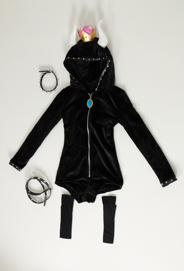 Halloween Plush Homewear Romper and Thigh Socks with Belt