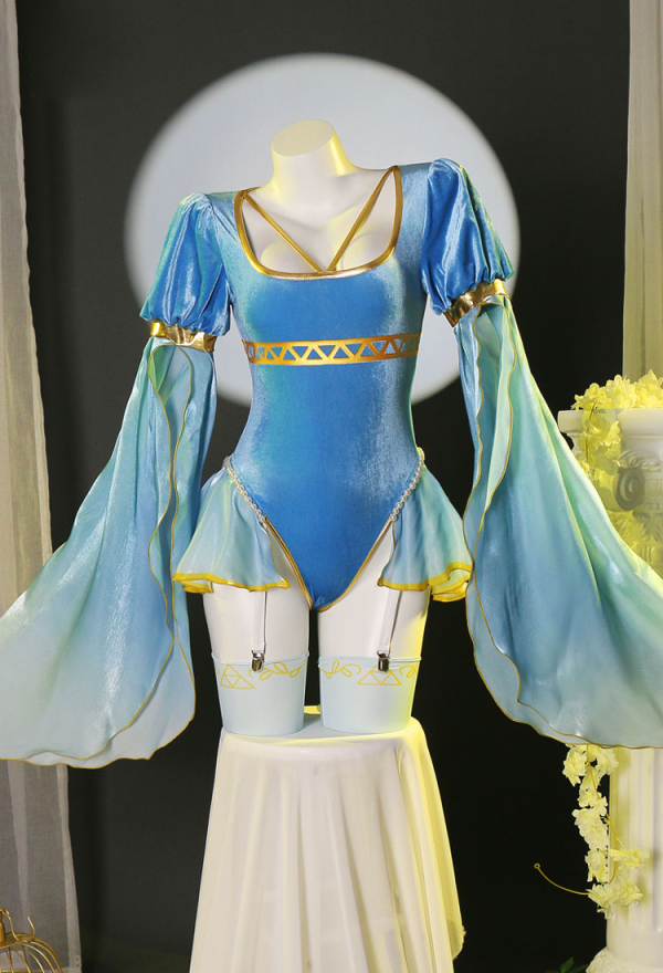 Princess Zelda Dérivé Lingerie Sexuelle de Style Médiéval Justaucorps avec Manches et Bas