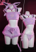 PM Derivative Kawaii Purple Plush Sexy Lingerie Set Crop Top and Shorts with Lace-up Panty Tail Socks Headband