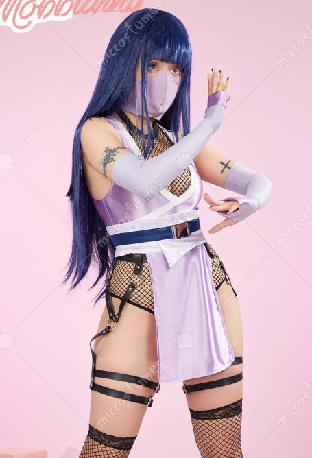 Sexy Lingerie Ninja Costume Mesh Bodysuit and Deep V Bodysuit with Mask and Thigh Socks