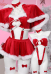 Christmas Mushroom Hat Sexy Lingerie Set Red Top and Panty and Skirt Cloak Set with Stockings