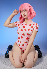 Short Sleeve Romper Cute Strawberry Daisy Pattern Bodysuit