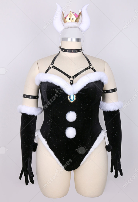 Plus Size Hime Derivative Sexy Lingerie Set Christmas Furry Bodysuit with Gloves Stockings