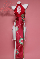 Boa Derivative Sexy Lingerie Costume Halloween Cheongsam Style Halter High Slit Dress Outfit