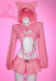 Valentine's Day Kawaii Cat Sexy Lingerie Set Pink Heart Cutout Hoodie and Skirt with Thong Pantyhose