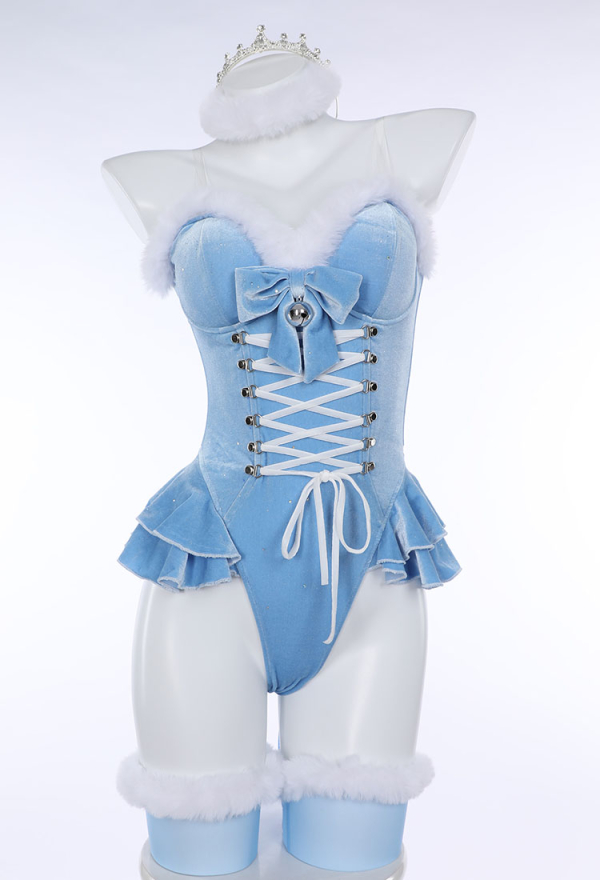 sexy snow lingerie Blue Snow Queen Bra & Thong